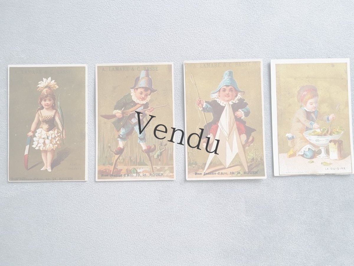 画像4: フランスアンティーク　クロモ　お料理をする少女 (4)