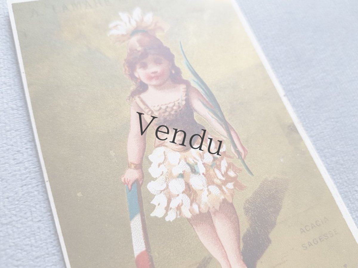 画像2: フランスアンティーク　クロモ　アカシアの少女 (2)