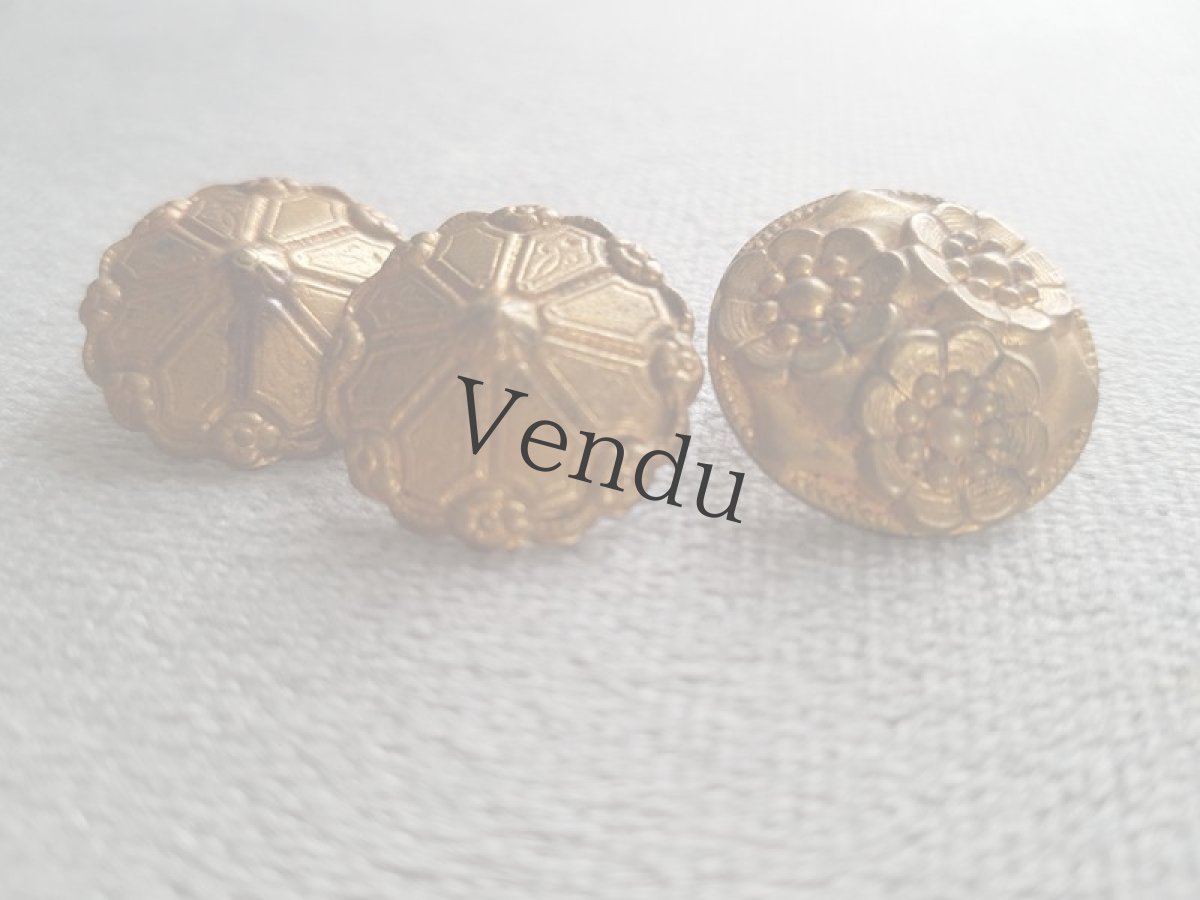 画像2: フランスアンティーク　ゴールドメタルボタン20-21mm　3個セット (2)