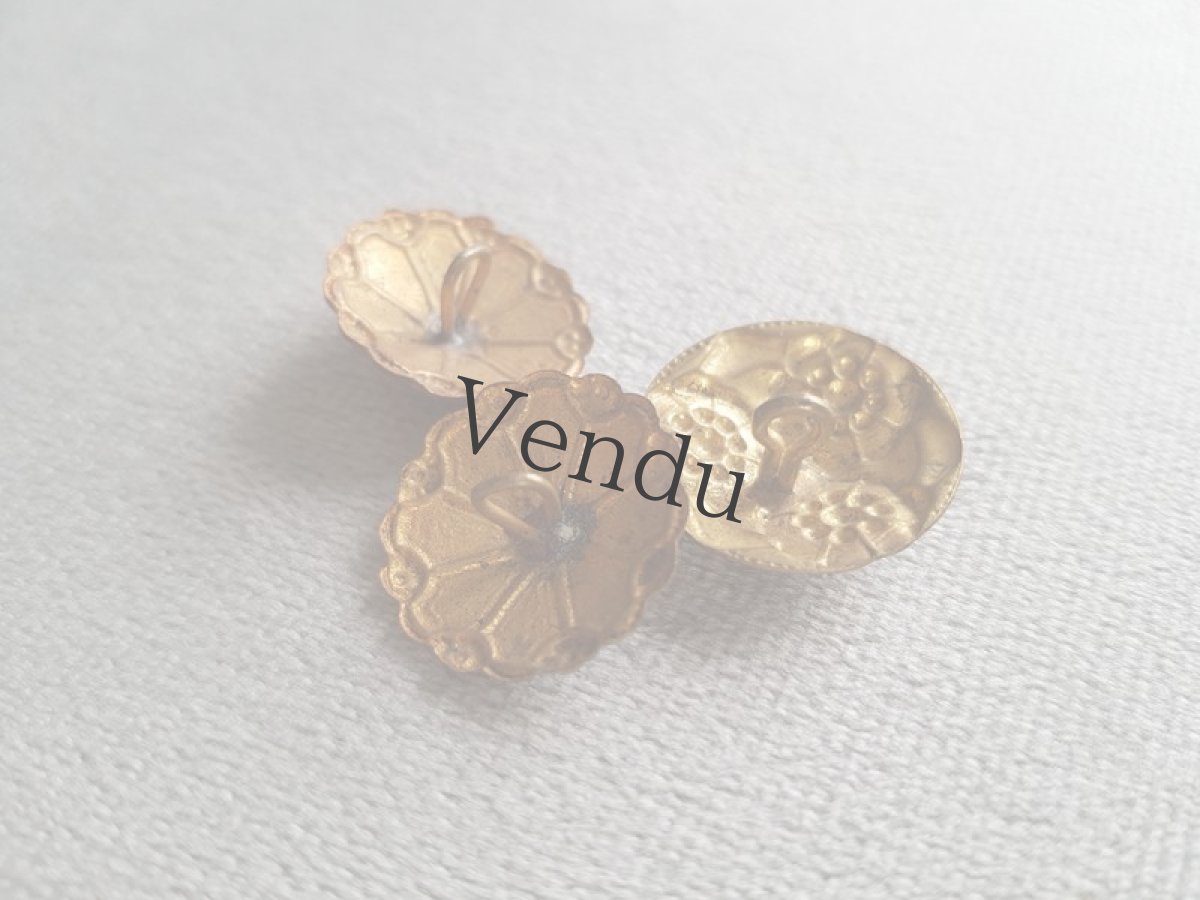 画像5: フランスアンティーク　ゴールドメタルボタン20-21mm　3個セット (5)