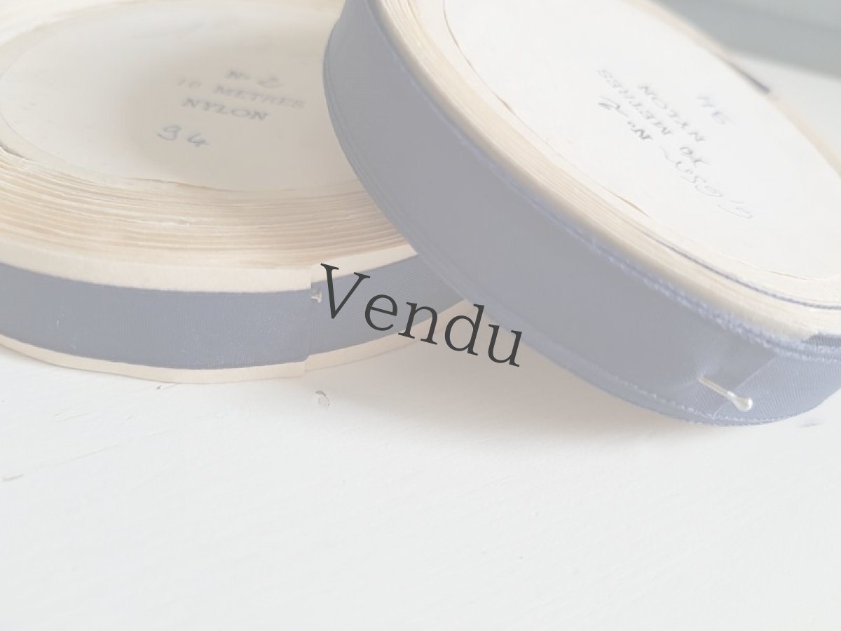 画像9: フランスアンティーク　リボン ブルーマリン (9)