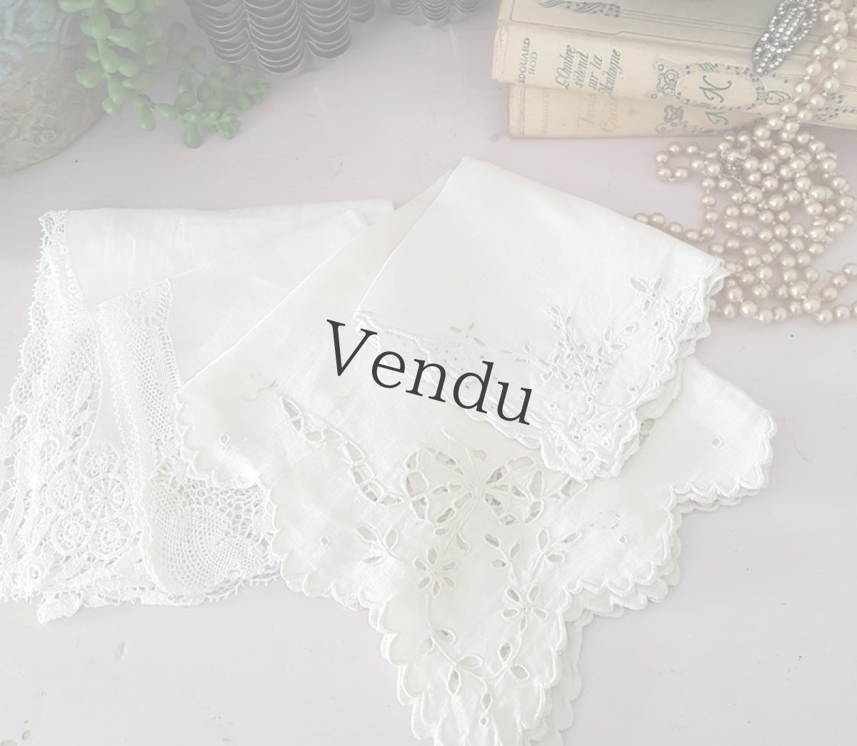 画像6: フランスヴィンテージ　お花のレースハンカチ (6)