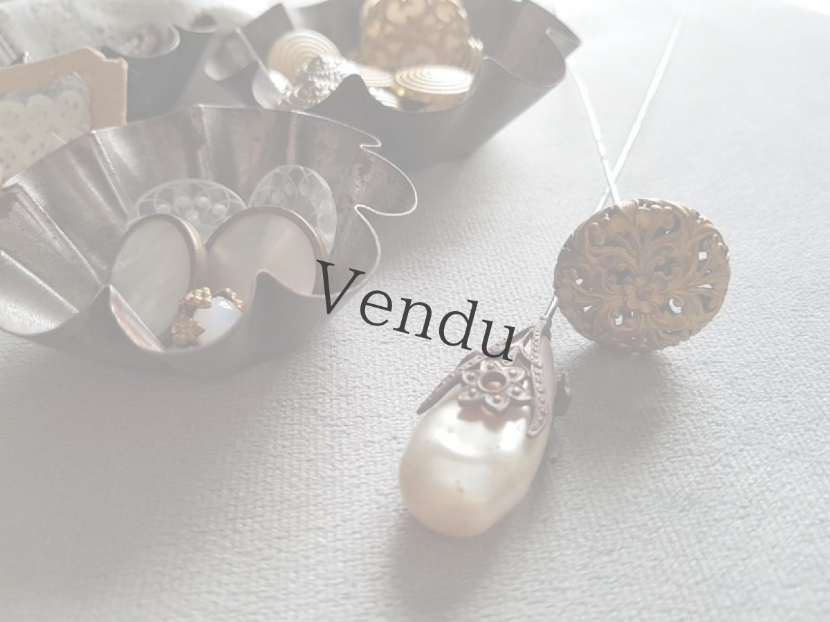 画像8: フランスアンティーク　メタル装飾パールのハットピン 26.3cm (8)