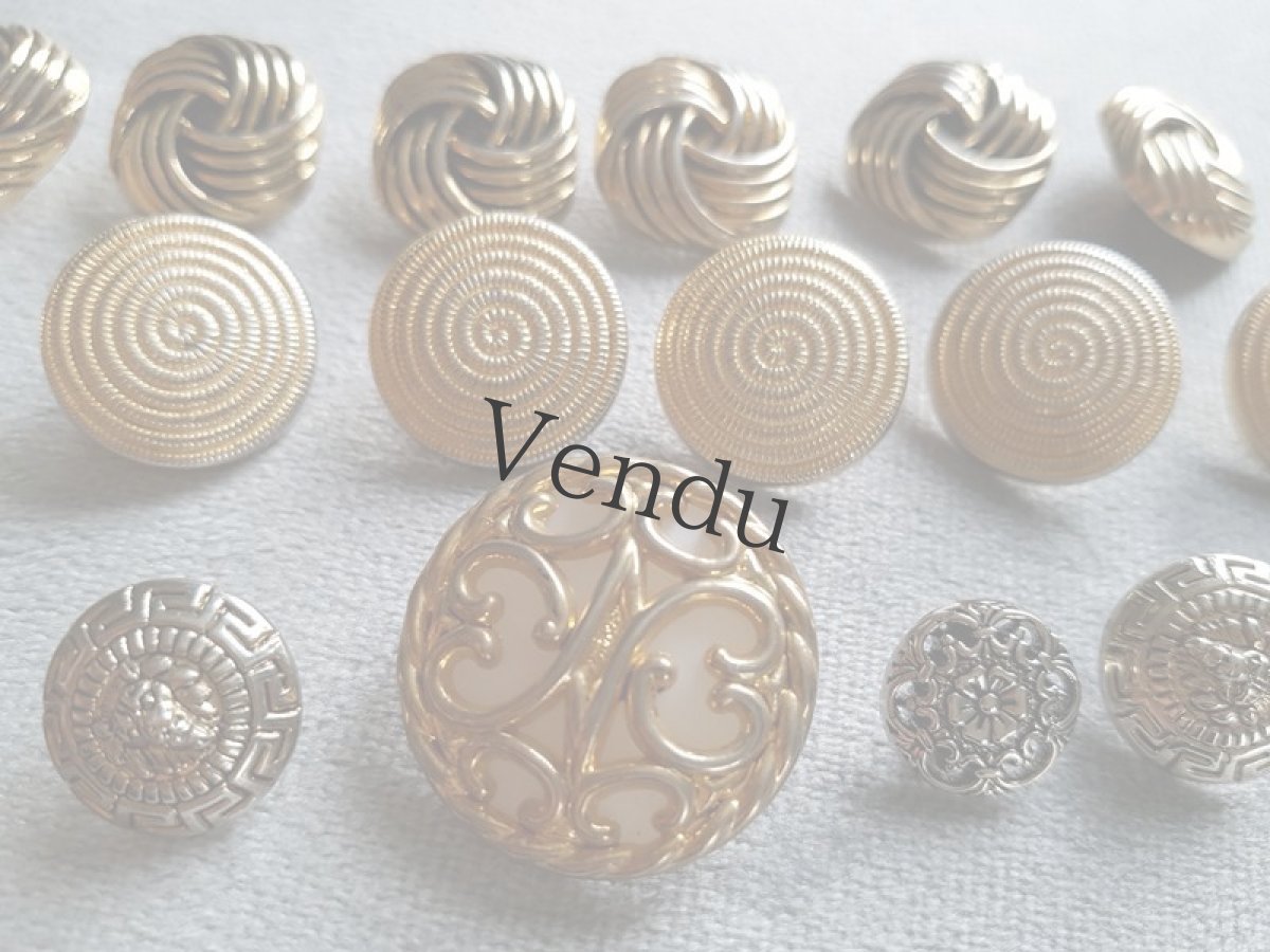 画像3: フランスヴィンテージ　ブロカントメタル風ボタンセット (3)