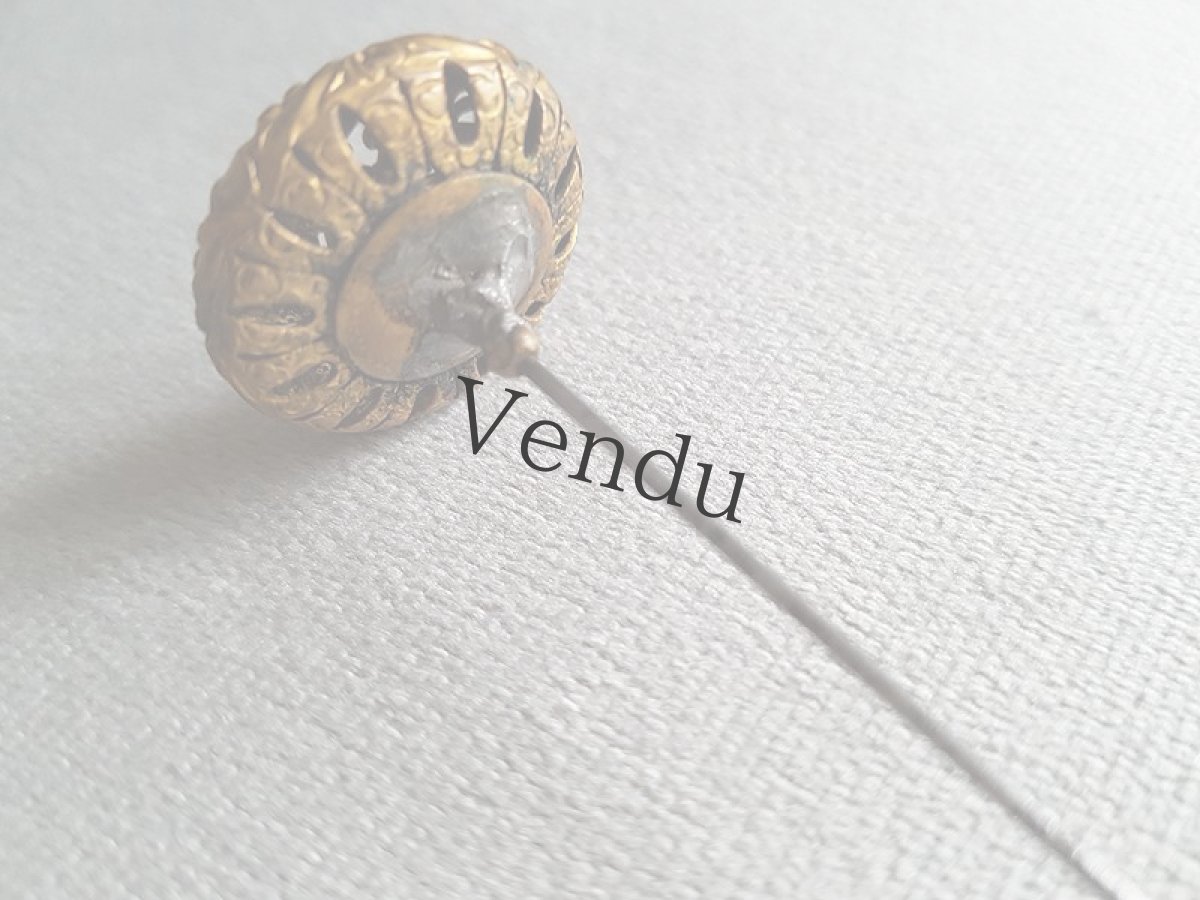 画像3: フランスアンティーク　透かし模様 真鍮のハットピン 21cm (3)