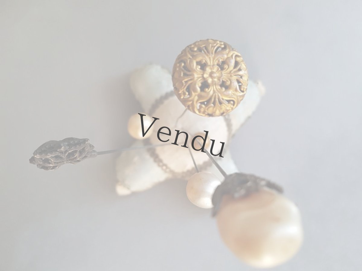 画像6: フランスアンティーク　透かし模様 真鍮のハットピン 21cm (6)