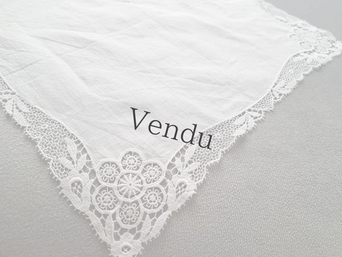 画像3: フランスヴィンテージ　お花のレースハンカチ (3)