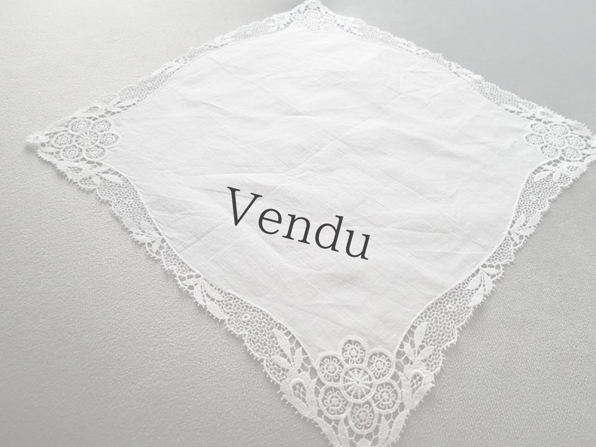 画像5: フランスヴィンテージ　お花のレースハンカチ (5)