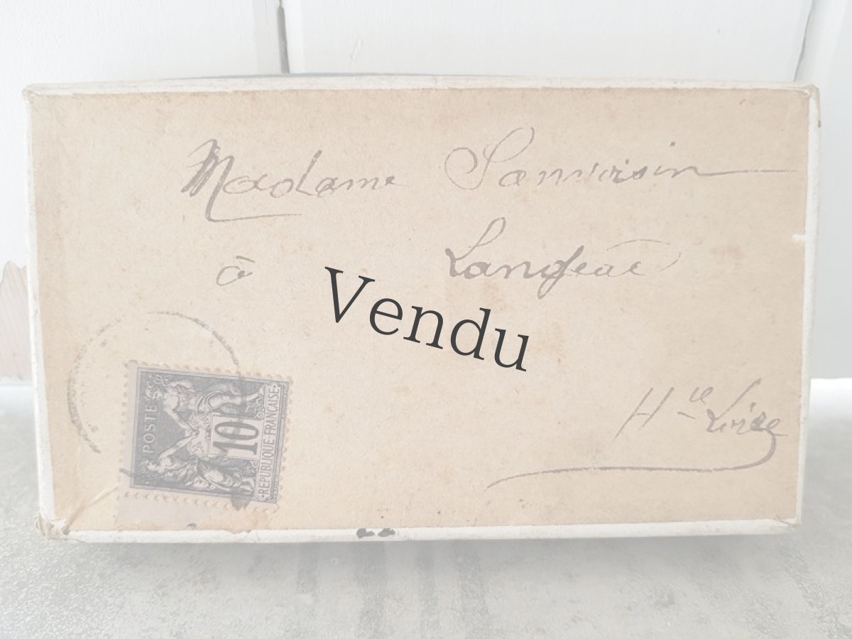 画像5: フランスアンティーク　切手付きの白い紙箱 (5)