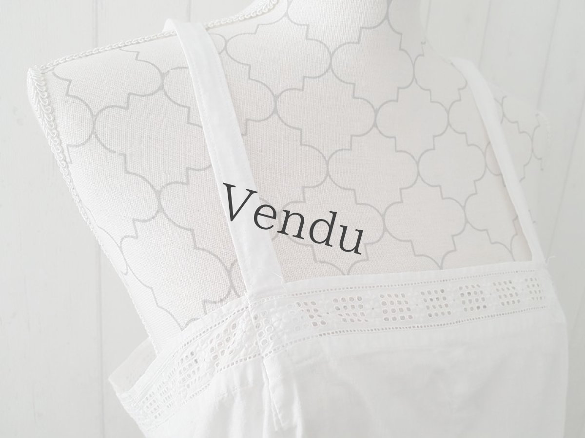 画像2: フランスアンティーク　コットン　キャミワンピース (2)