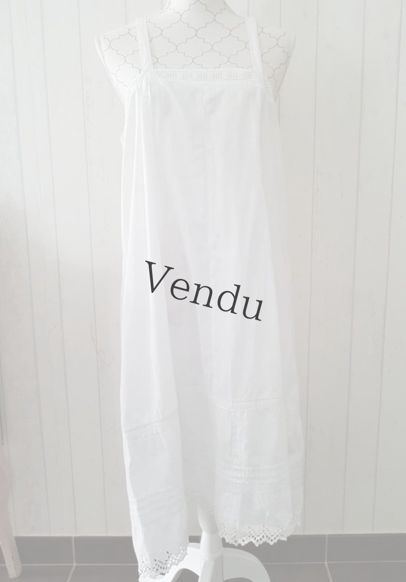画像3: フランスアンティーク　コットン　キャミワンピース (3)