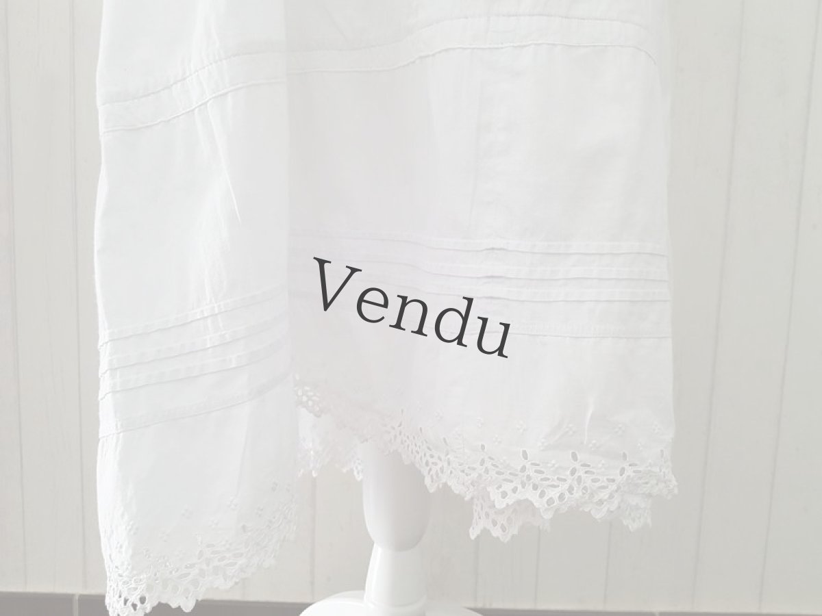 画像7: フランスアンティーク　コットン　キャミワンピース (7)