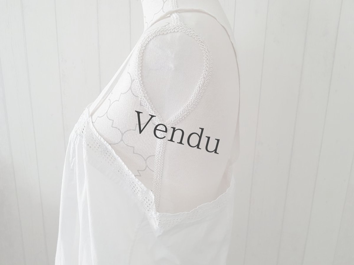 画像6: フランスアンティーク　コットン　キャミワンピース (6)