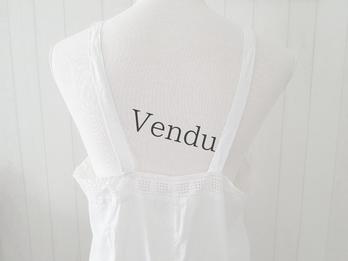 画像5: フランスアンティーク　コットン　キャミワンピース (5)