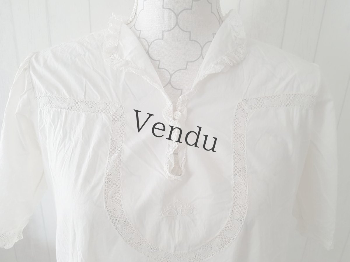 画像4: フランスアンティーク　五分袖ワンピース (4)