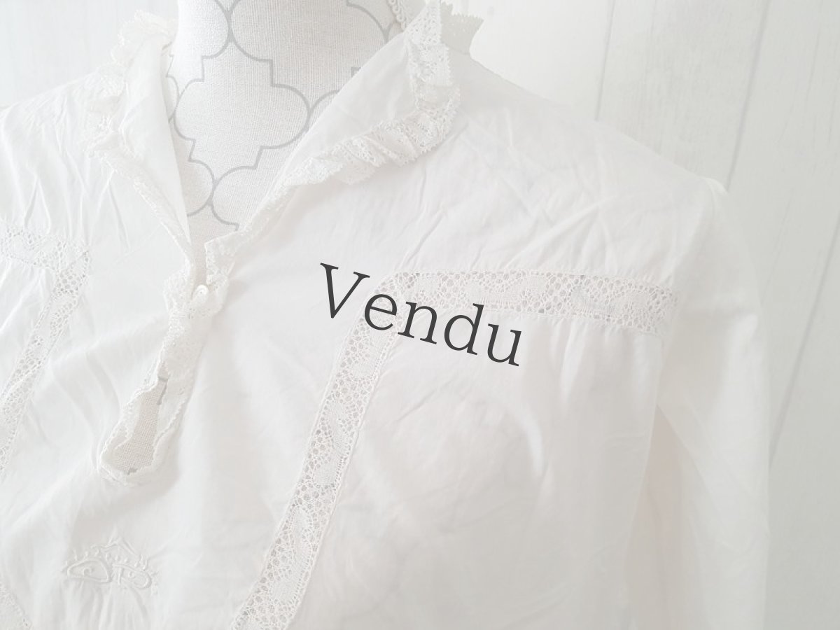 画像5: フランスアンティーク　五分袖ワンピース (5)