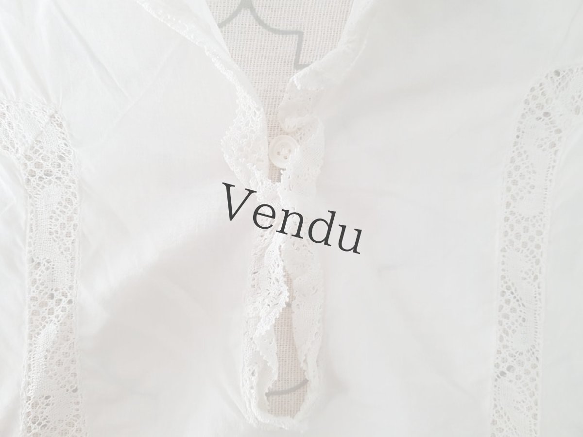 画像6: フランスアンティーク　五分袖ワンピース (6)