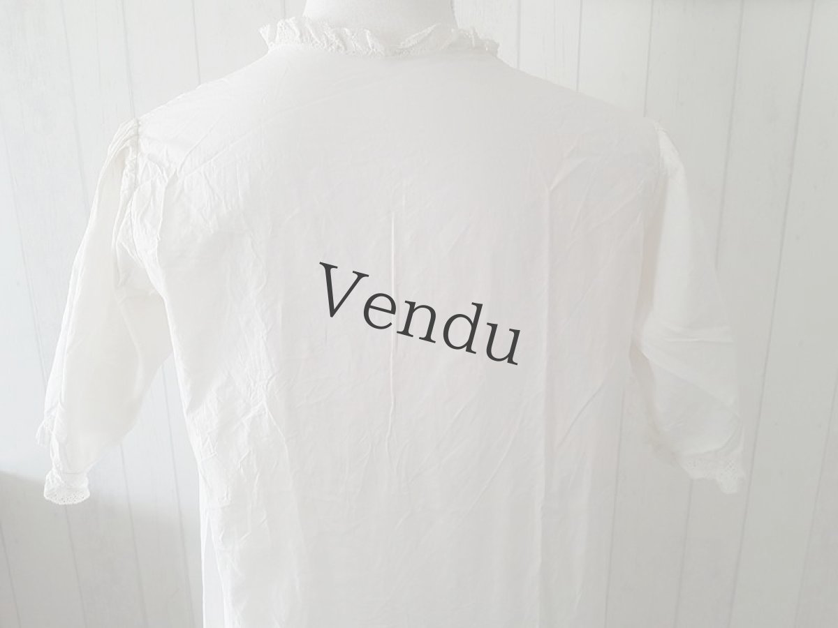 画像9: フランスアンティーク　五分袖ワンピース (9)