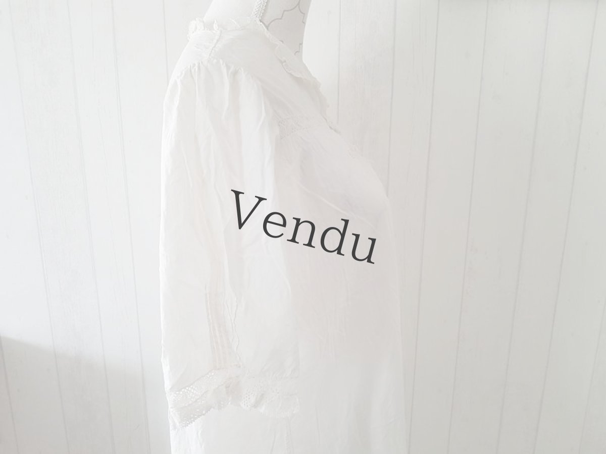 画像10: フランスアンティーク　五分袖ワンピース (10)