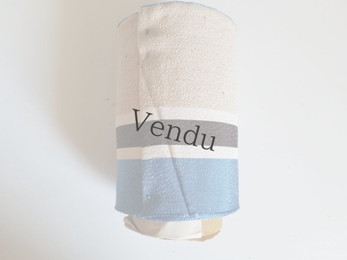 画像8: フランスアンティーク　レトロなストライプのリボン Bleu (8)