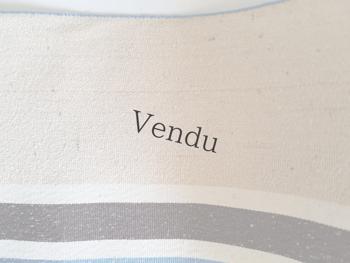 画像5: フランスアンティーク　レトロなストライプのリボン Bleu (5)