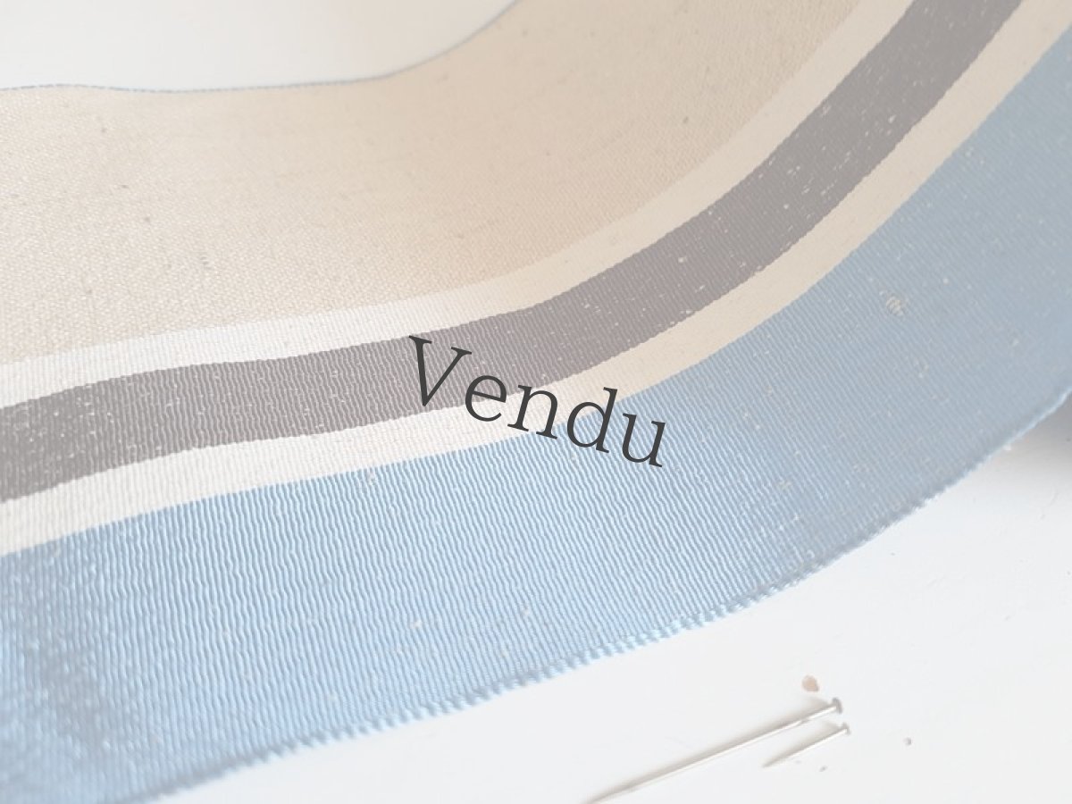 画像7: フランスアンティーク　レトロなストライプのリボン Bleu (7)