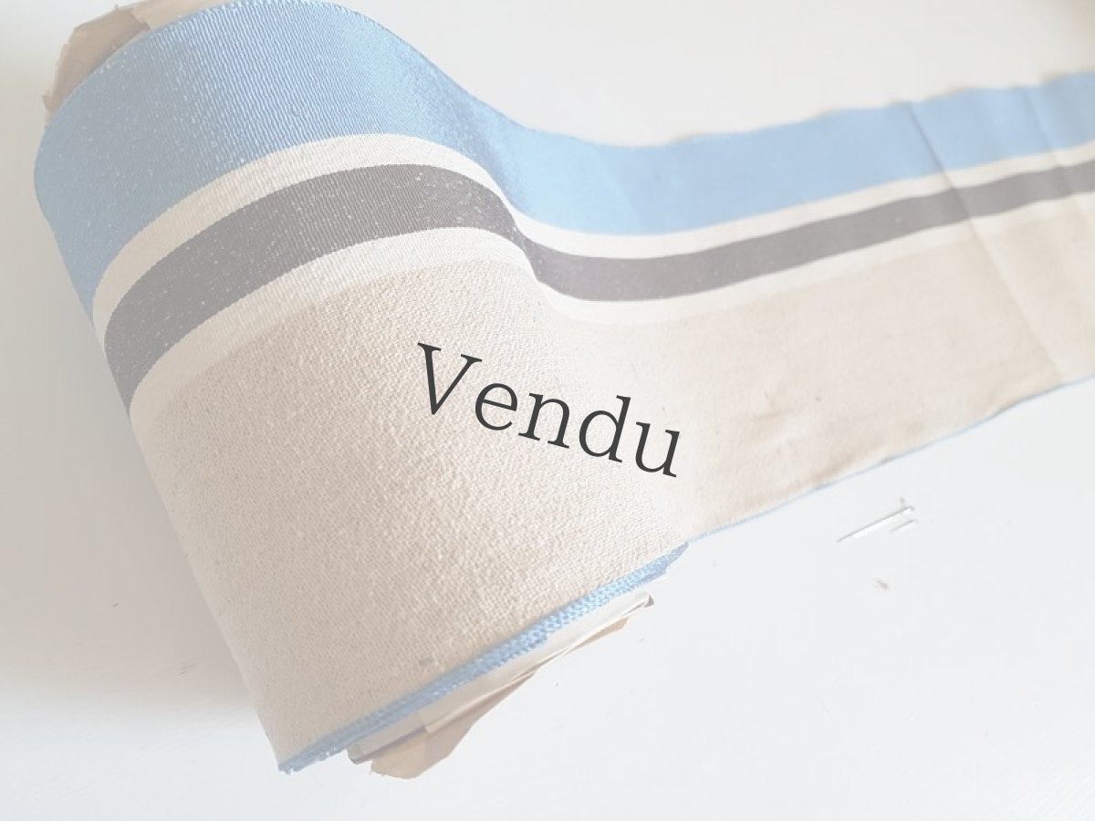 画像3: フランスアンティーク　レトロなストライプのリボン Bleu (3)