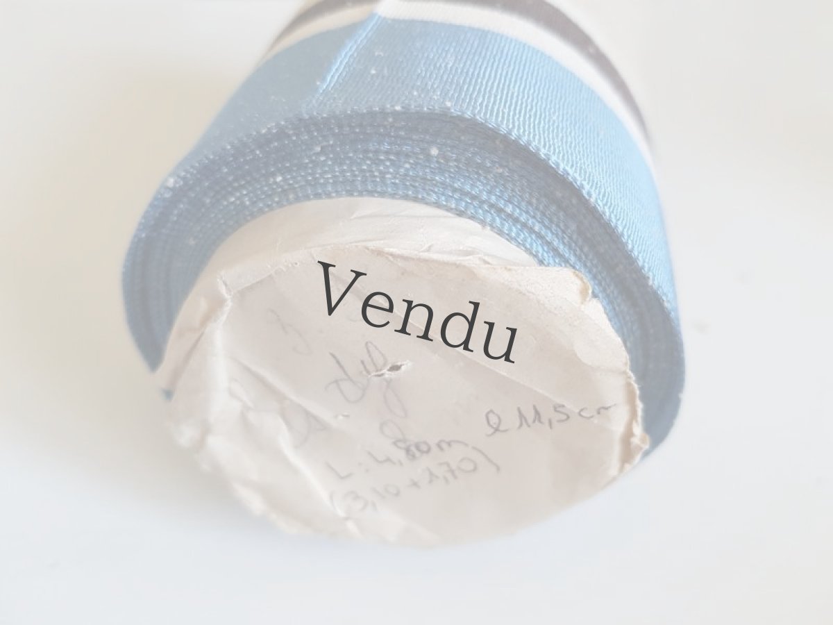 画像9: フランスアンティーク　レトロなストライプのリボン Bleu (9)