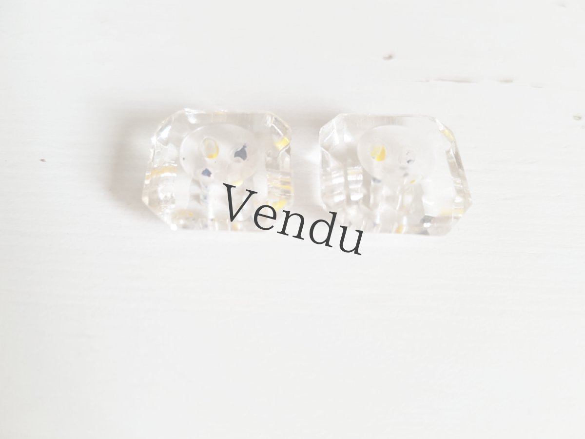 画像2: フランスアンティーク　色つきガラスボタン15mm　２個セット (2)