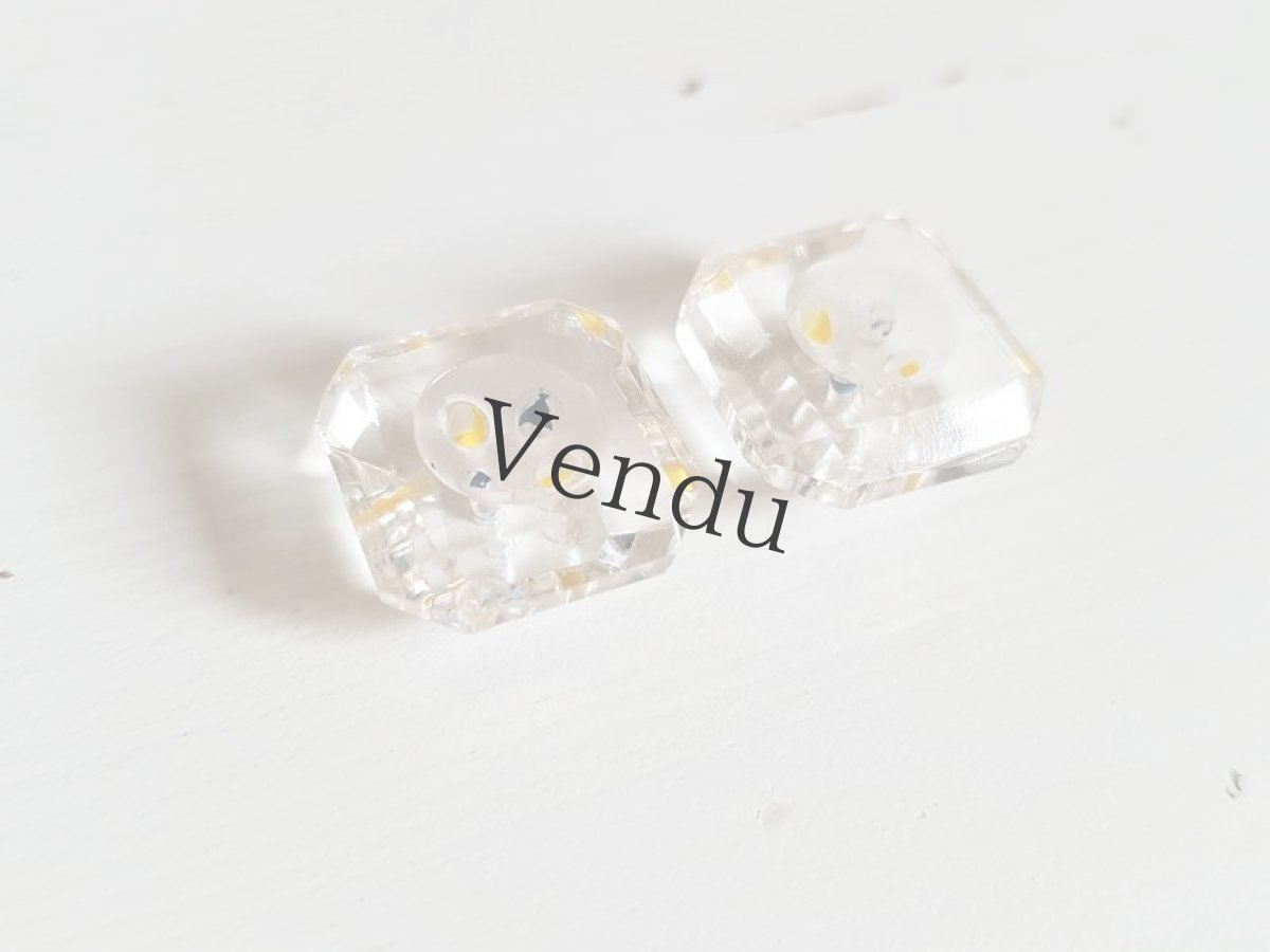 画像3: フランスアンティーク　色つきガラスボタン15mm　２個セット (3)