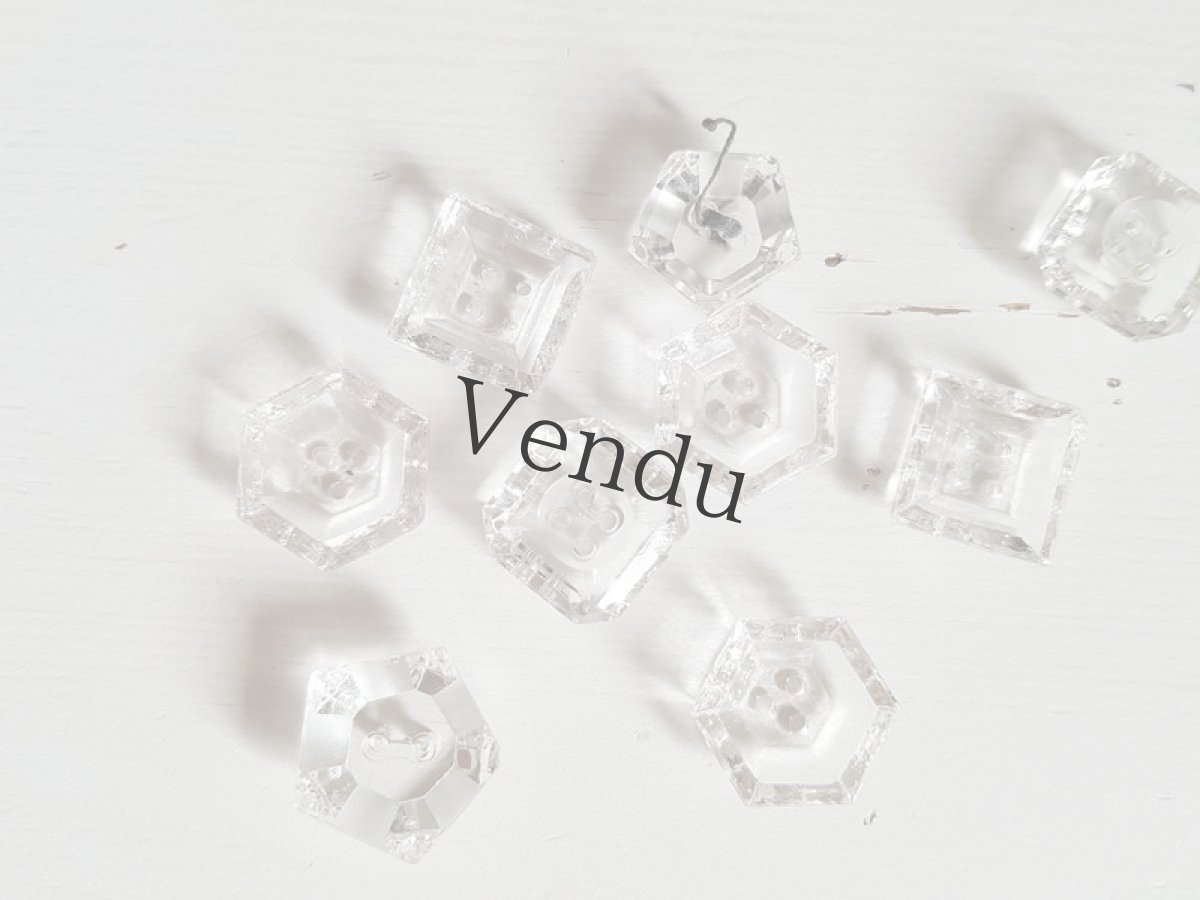 画像2: フランスアンティーク　キラキラガラスボタン９個セットアソート (2)