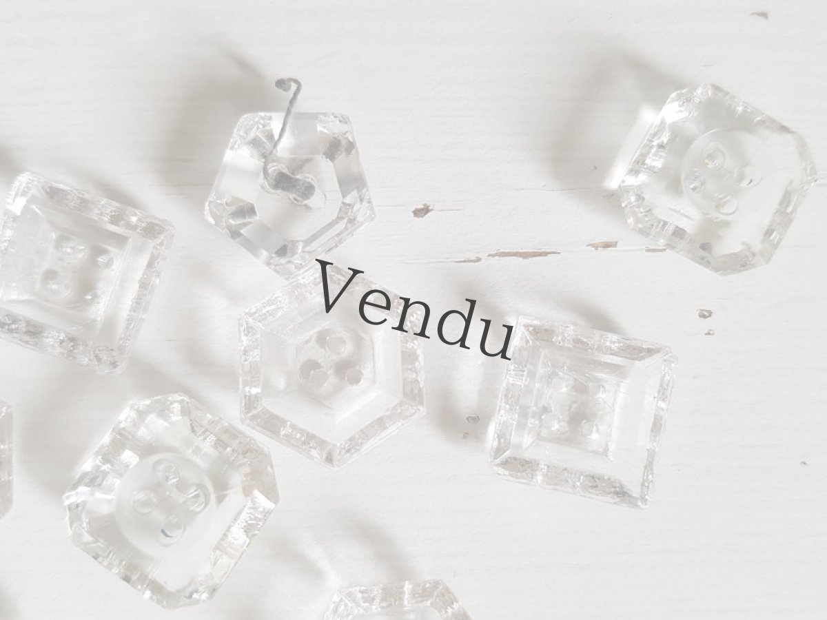 画像4: フランスアンティーク　キラキラガラスボタン９個セットアソート (4)