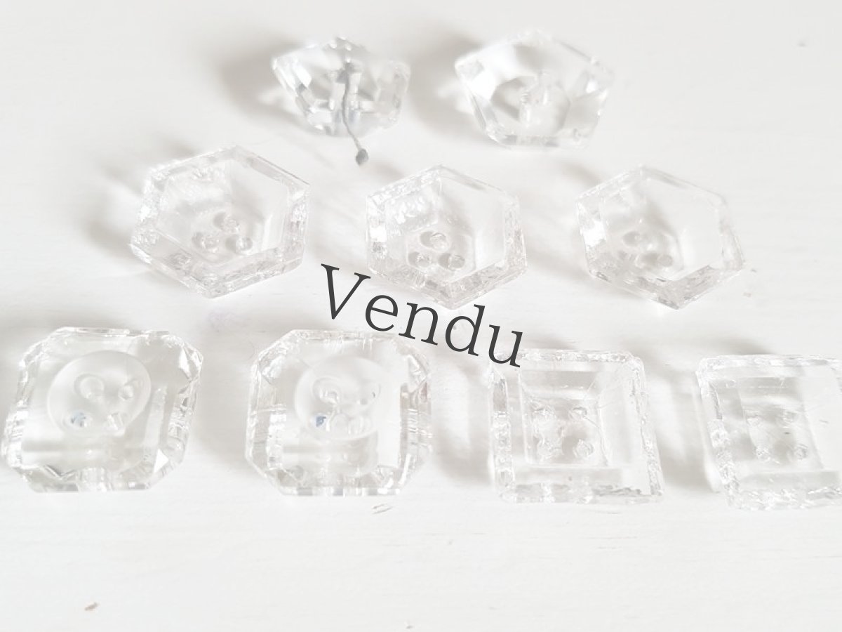 画像6: フランスアンティーク　キラキラガラスボタン９個セットアソート (6)