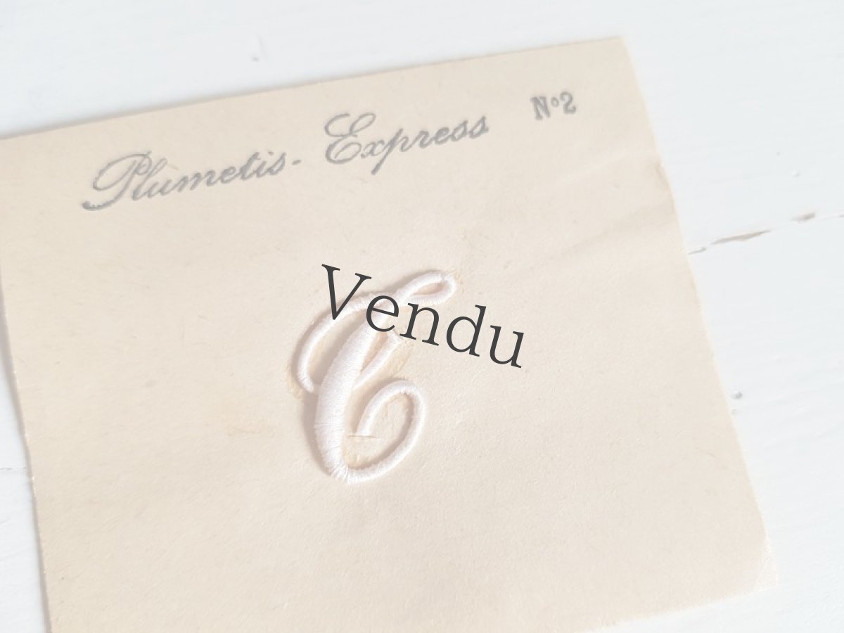 画像2: フランスアンティーク　Plumetis Express No.2 刺繍用モノグラム「T」 (2)