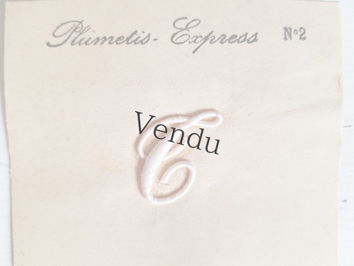 画像3: フランスアンティーク　Plumetis Express No.2 刺繍用モノグラム「T」 (3)