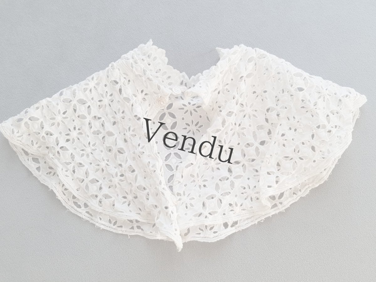 画像3: フランスアンティーク　カットワークのつけ襟／ケープ (3)