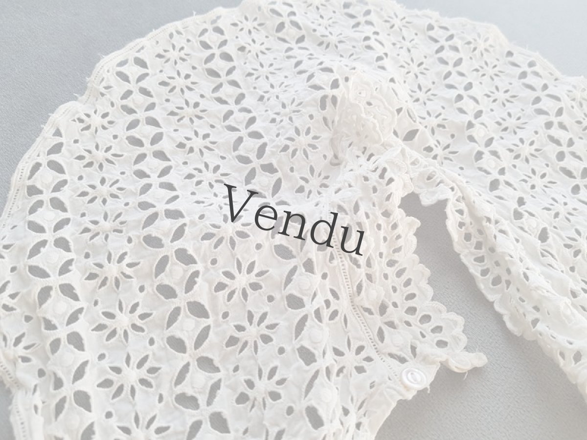 画像7: フランスアンティーク　カットワークのつけ襟／ケープ (7)