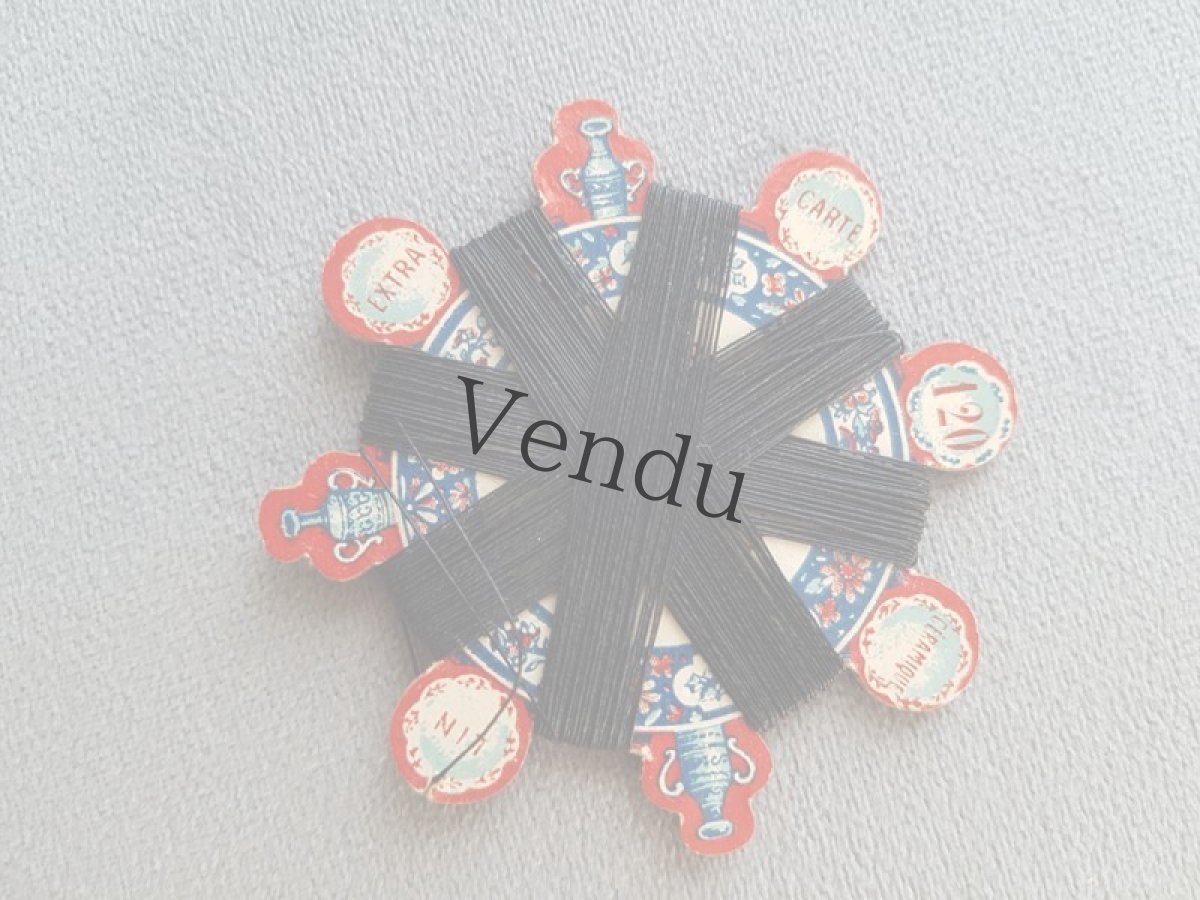 画像2: フランスアンティーク　リネン糸巻き Noir (2)