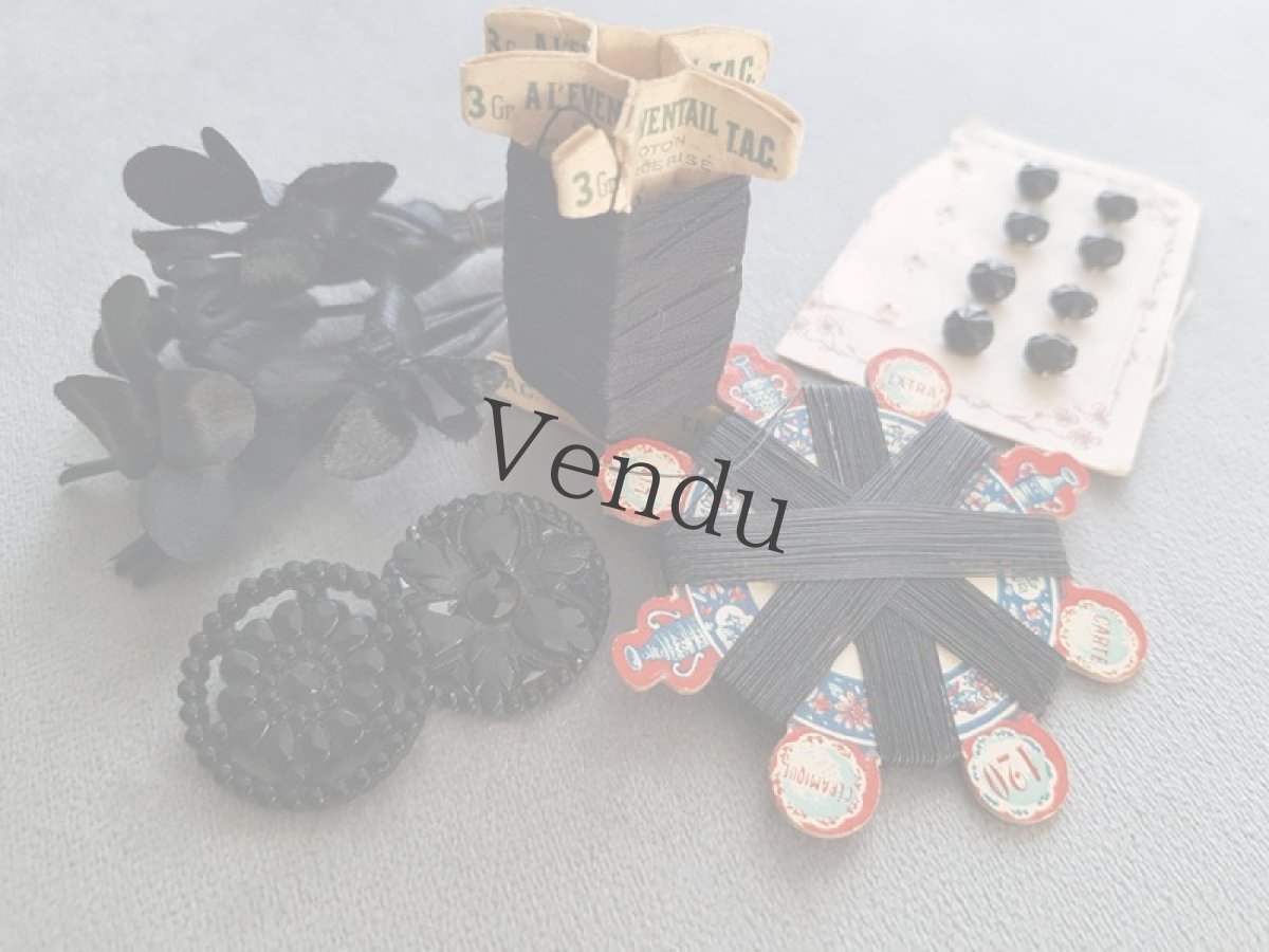 画像5: フランスアンティーク　リネン糸巻き Noir (5)