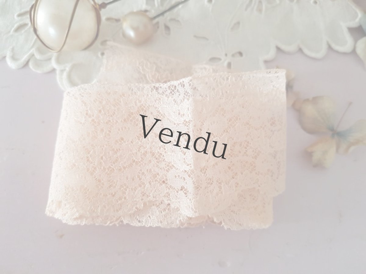 画像2: 【ご予約品】フランスヴィンテージ　ピンクのチュール刺繍レース (2)