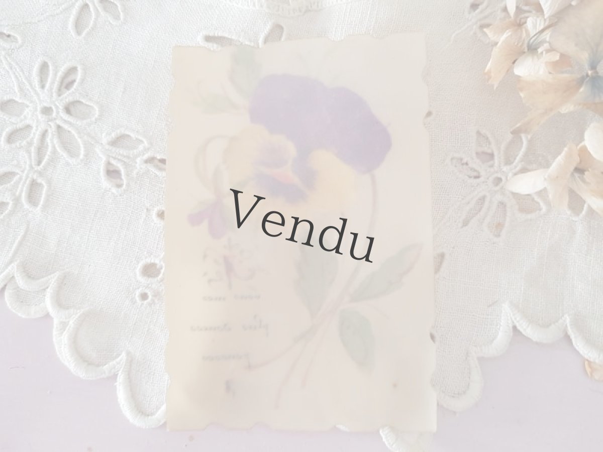 画像6: フランスアンティーク　セルロイドの手書きカード　パンジー (6)