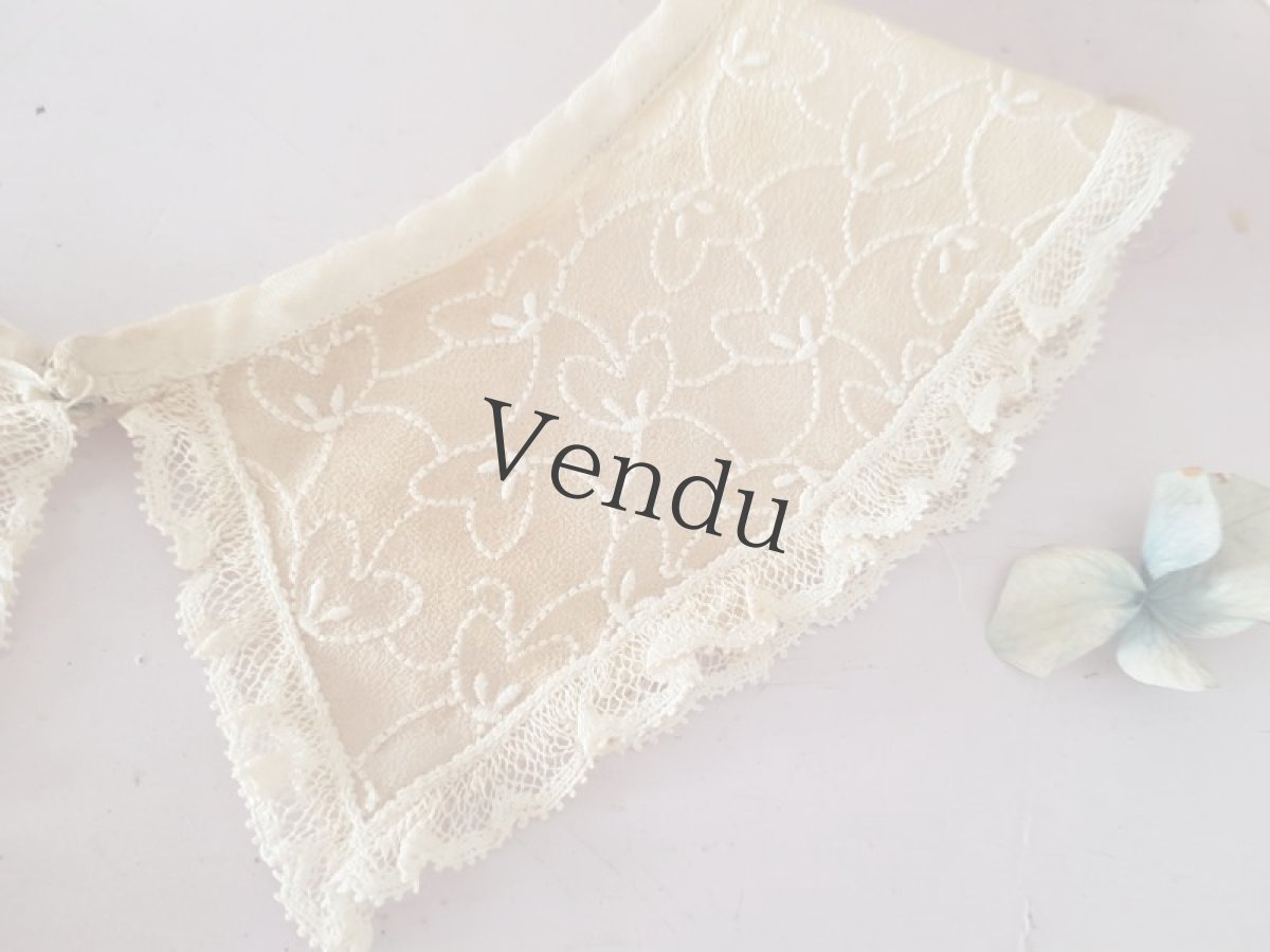 画像2: フランスヴィンテージ　オーガンジーのつけ襟 (2)