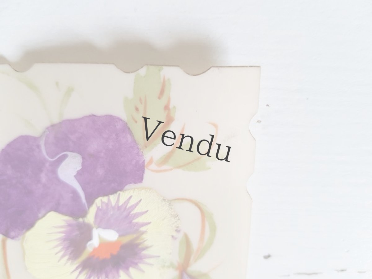 画像4: フランスアンティーク　セルロイドの手書きカード　パンジー (4)