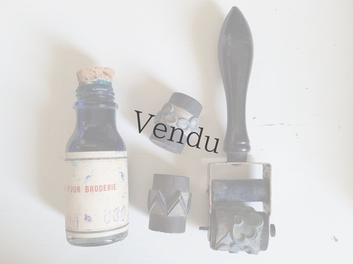 画像5: フランスアンティーク　箱入り刺繍スタンプセット　インクつき (5)