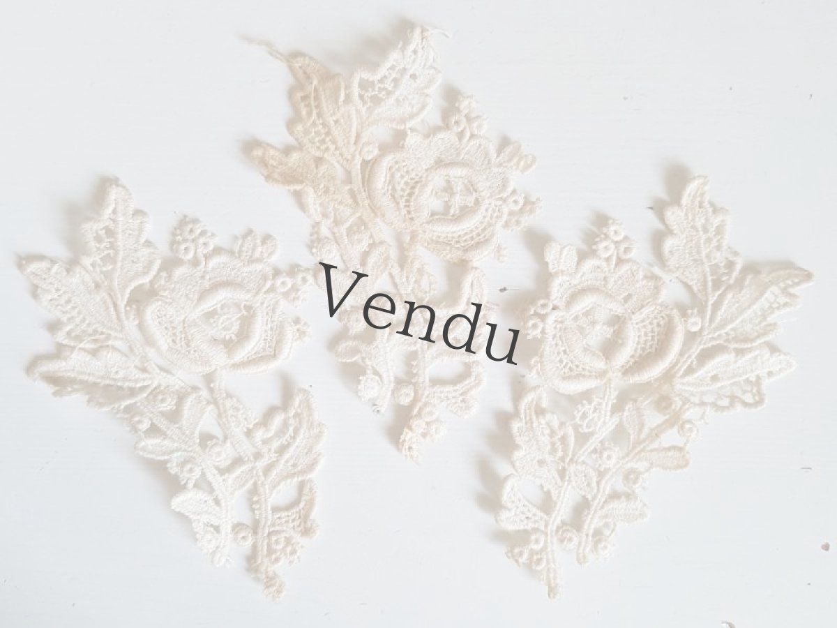 画像7: フランスヴィンテージ　レースのお花モティーフセット (7)