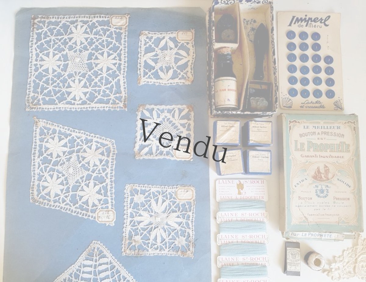 画像10: フランスヴィンテージ　レースのお花モティーフセット (10)