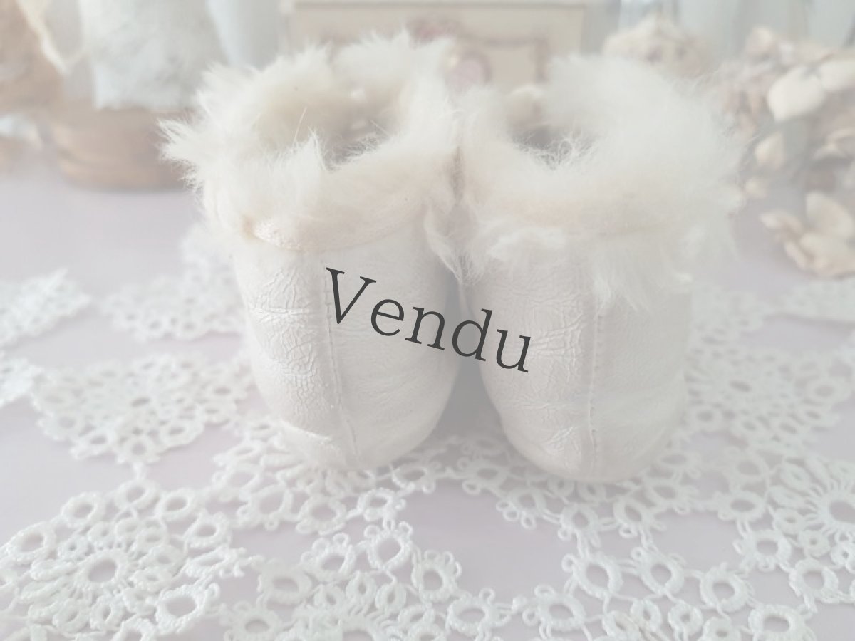 画像4: フランスヴィンテージ　べべ用　白のレザーシューズ (4)