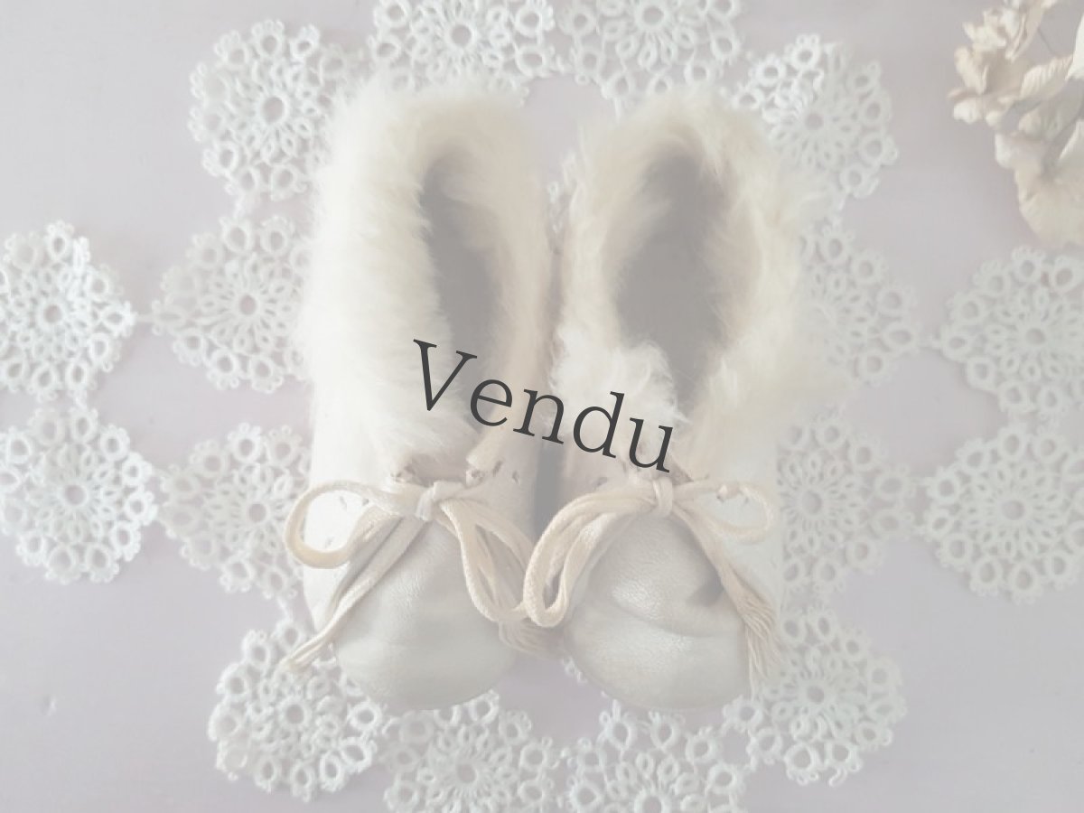 画像7: フランスヴィンテージ　べべ用　白のレザーシューズ (7)