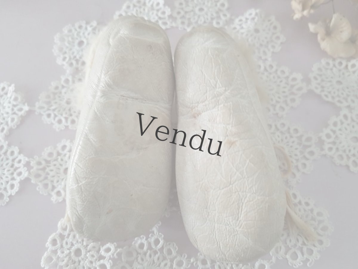 画像8: フランスヴィンテージ　べべ用　白のレザーシューズ (8)