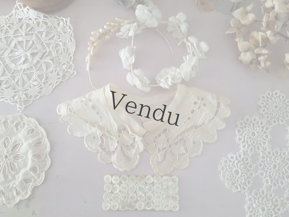 画像5: フランスアンティーク　リボンのカットワーク　とてもちいさなつけ襟 (5)